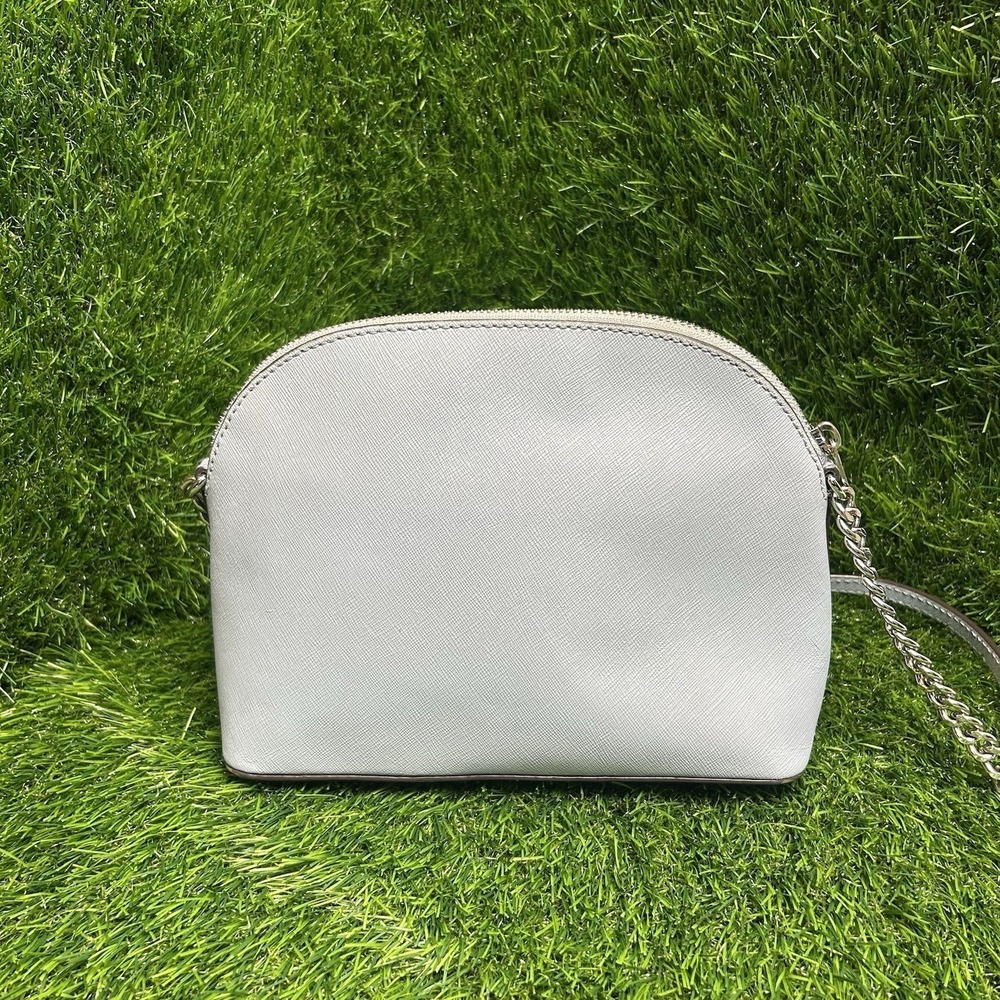 Michael Kors Cindy Dome Crossbody Bag Saffiano Leather LightBlue Silver Hardware - Picture 4 of 10